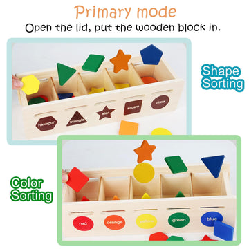 Loyuegiyo Montessori Toys,Wooden Sorting&Matching Toy For Kid Toddler 1-3 Year Old, Baby Toys 12+ Months,Color&Shape Learning Game Educational Toys For 1,2,3 Year Old Boys Girls Children