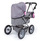 Bayer: Trendy Pram - Grey, Pink, Dots - Includes Shoulder Bag, Fits Dolls Up To 18, Adjustable Handle, Kids Pretend Play, Shoppi