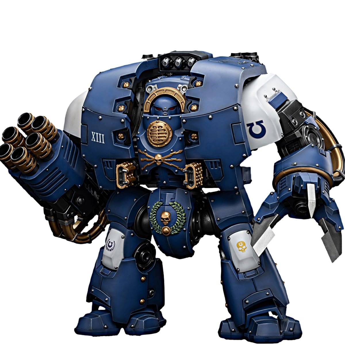 JOYTOY Warhammer 40K 1/18 Action Figures Ultramarines Leviathan Dreadnought with Cyclonic Melta Lance and Siege Claws Collectible Model Birthday Gifts