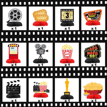 Hapibidesign Movie Night Party Decorations - Honeycomb Centerpieces For Movie Night Birthday Decor - Movie Night Table Decoratio