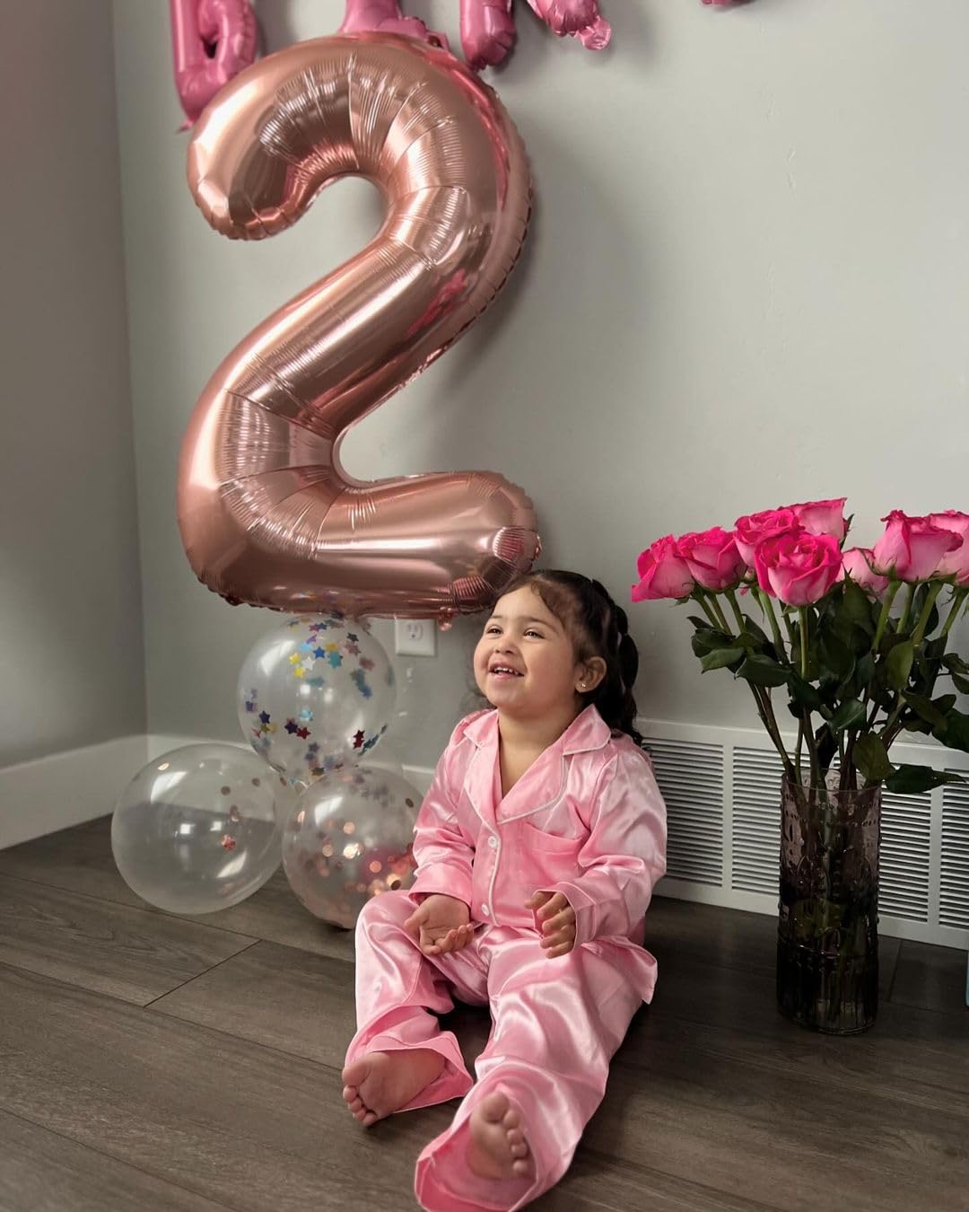Rose Gold Number 2 Balloon 40 Inch, 2 Balloon Number, 2Nd Birthday Decorations For Baby Girls Boys Toddlers