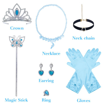 Grivos Princess Dress For Girls Blue Costume Cosplay Fancy Halloween Christmas Party 4-10Y