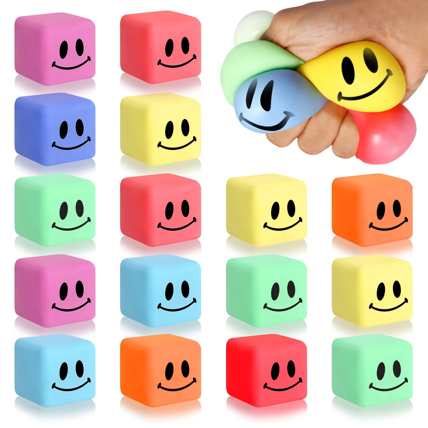 16 Pack Mini Slow Rising Stress Cube, Square Fidget Ice Cube Stress Balls, Stretchy Fidget Toy For Anxiety Stress Relief, Classr