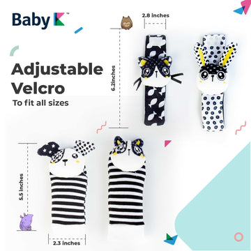 Baby K Baby Rattle Socks & Wrist Toys (Set G) - Newborn Toys For Baby Boy Or Girl - Brain Development Infant Toys - Hand And Foot Rattles Suitable For 0-3, 3-6, 6-12 Months Babies
