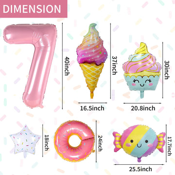 Donut 7Th Birthday Decorations,Sweet 7Th Birthday Party Decorations For 7Th Birthday Donuts Foil Balloons Sweet 7Th Donut Birthday Party Decorations Party Supplies Backdrops For Girls