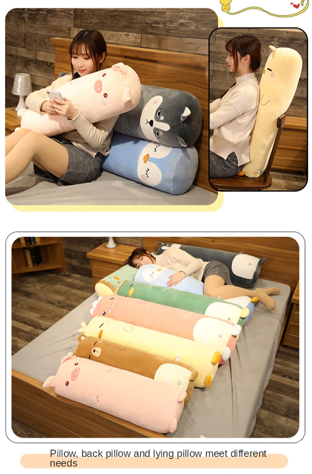 Mupi Long Plush Cute Body Pillows 27'' Cuddle Stuffed Animal Shaped Bed Body Pillows Soft Cotton Plushies Doll Toy Gifts For Boy