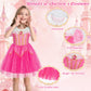 Benylion Princess Dress Pink Princess Dresses For Girls Toddler Dress Up With Accessories Cosplay Party For Kid 8-9Years Old Pri