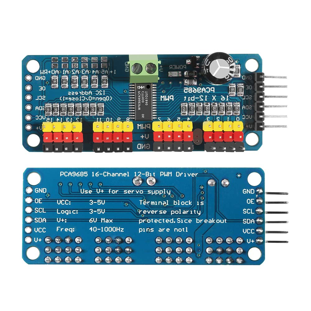 Dorhea PCA9685 16 Channel 12 Bit PWM Servo Driver Board IIC Interface PCA9685 Module Controller Compatible with Raspberry Pi