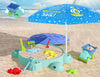 Upgraded Kids Turtle Sandbox With Lid & Adjustable Umbrella, Truck Toy & 8Pcs Sand Shovels, Sand Box With Cover, Beach Toys For