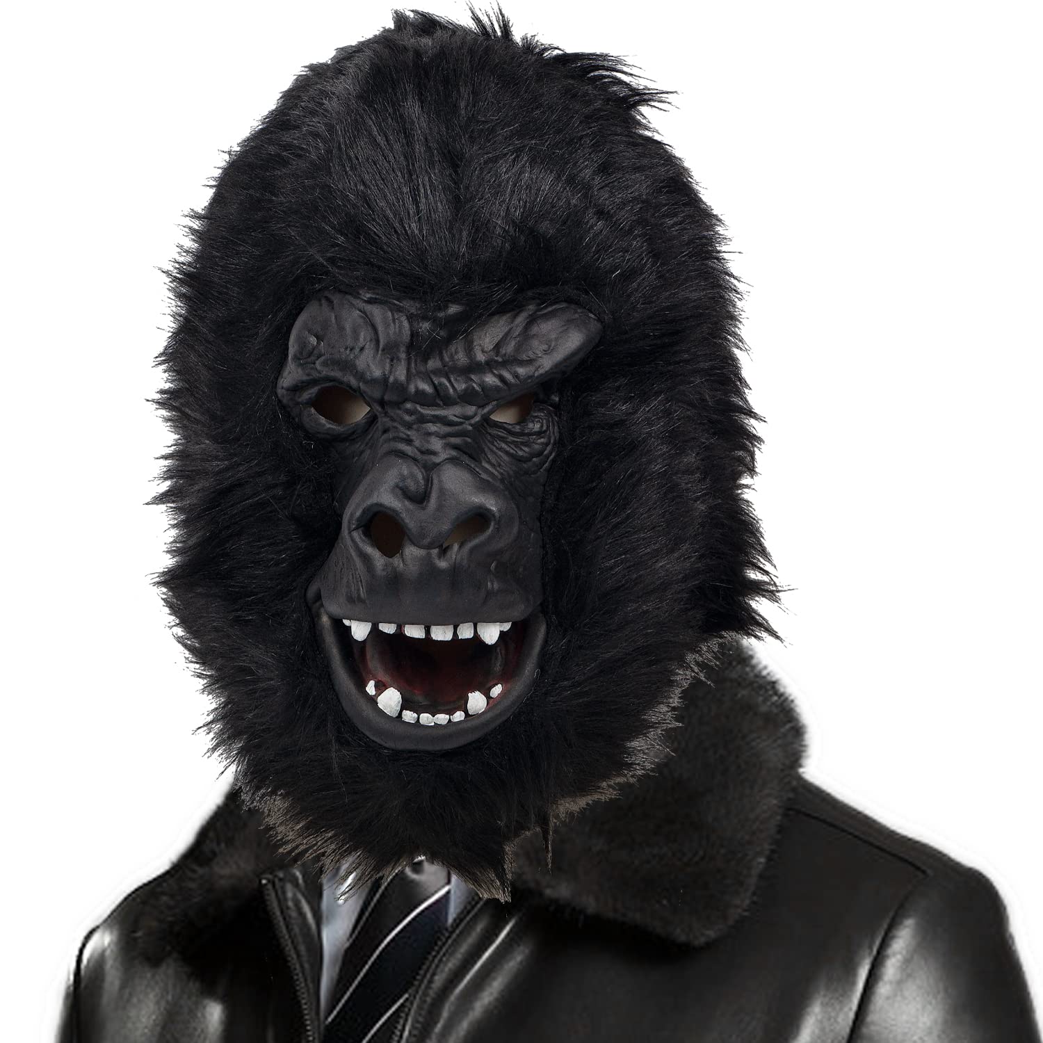 PartyHop Chimpanzee Monkey Chimp Head Mask Black Animal Latex Full Head Realistic Masks Fancy Dress for Halloween Carnival Costu