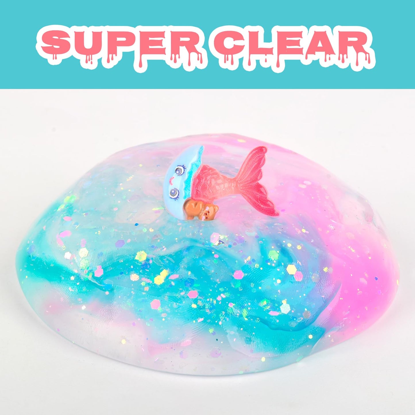 Mermaid Clear Slime, Non Sticky,Stress Relief,Scented And Stretchy Clay Sludge Toy,Birthday Gifts For Kids 4-12,Diy Slime Party