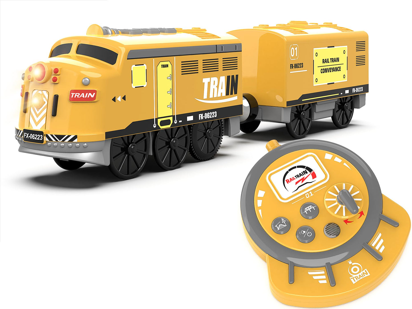 Motorized Train for Kids  Remote Control Locomotive Train Toy for Wooden Tracks  Battery Powered Electric Trains with Sound & Lights Effects Compatible with Thomas  Brio  Chuggington