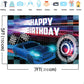 MEHOFOND 7x5ft Vinyl Car Racing Birthday Backdrop, Blue Photo Background for Boys, Model LT-1817