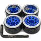 Hobbysoul Heavy 1.0 Beadlock Wheels Rims, Adjustable Offset Rc 1.0 Wheels Silver Blue For 1/18 Traxxas Trx4M Axial Scx24 Crawler