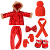 Kajaia 8 Pcs Red Winter Doll Clothes 18 Inch Doll Clothes and Accessories Dress Shoes Hat Outfit Winter Accessories for 18 Inch