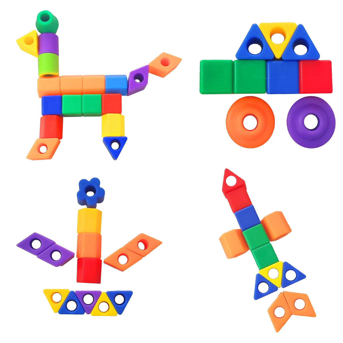 Plastic Lacing Beads For Kids With Fun Shapes, Long String, And Brilliant Colors, Educational Occupational Therapy Toys-Fine Mot