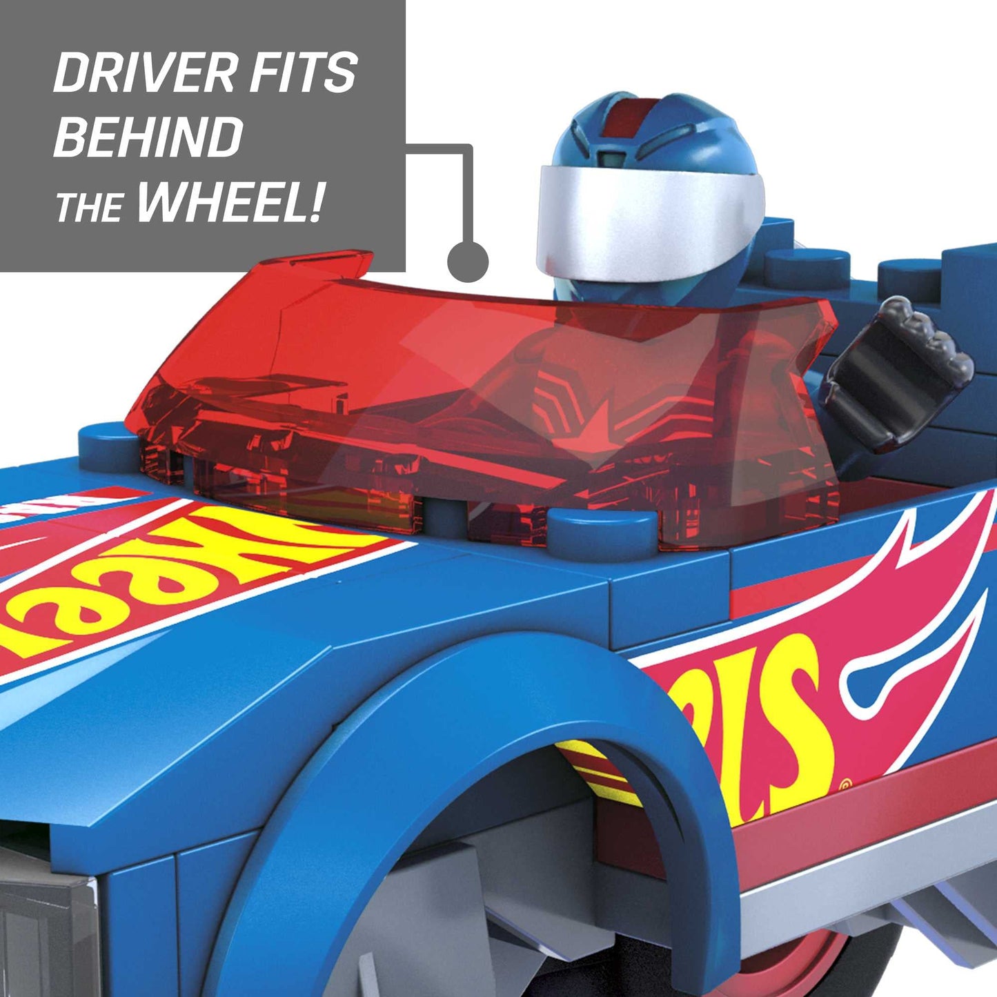 Mega Hot Wheels Monster Trucks Building Toy Playset, Race Ace With 69 Pieces, 1 Micro Action Figure Driver, Red, Kids Age 5+ Years