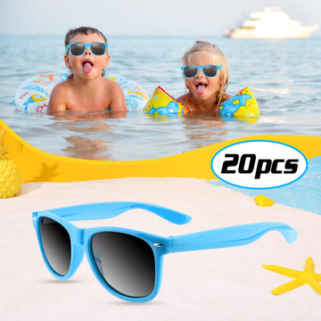 Tuparka 20 Pack Kids Sunglasses Bulk For Summer Pool Party Favors Birthday Parties Goody Bag Fillers, Blue