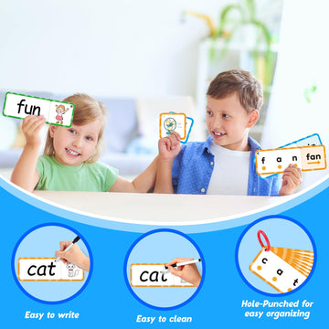 Kasfalci Cvc Word Games,Cvc Flash Cards,Phonics Games,Speech Therapy Toys For Toddlers Kids,Learn To Read,Spelling Reading Learn