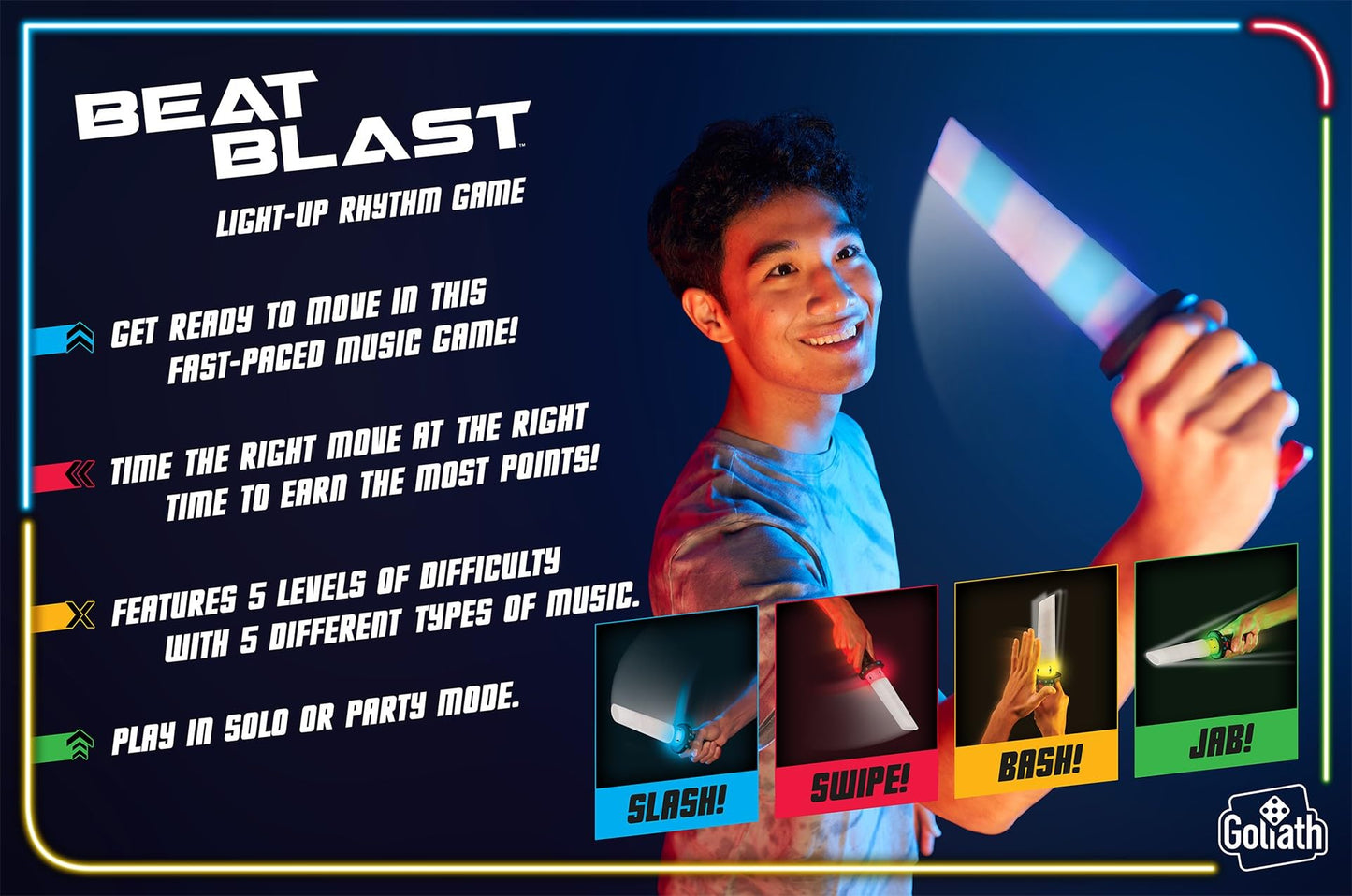 Goliath Beat Blast Game - Lights & Sounds Music Rhythm Game for Ages 8+, 7.62x19.05x26.67 cm, Multicolor, Model 928726.003