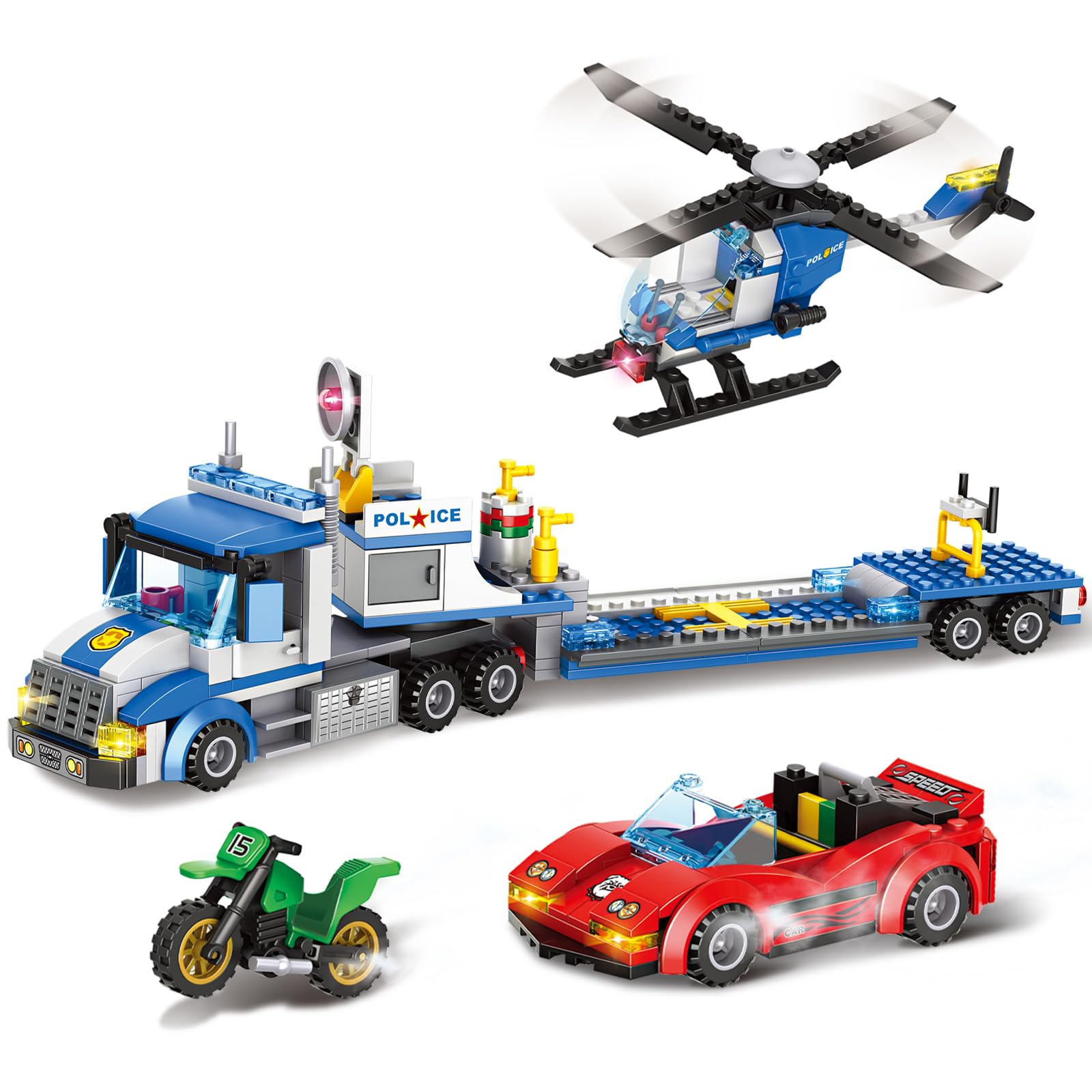 City Police Truck and Trailer Building Toy  Compatible with Lego  509 Pcs Fun Educational STEM Learning Block Set  Gift for Boys & Girls Age 6-12 Years Old