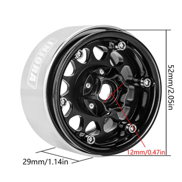 INJORA 1.9 Beadlock Wheel Deep Dish Negative Offset 10.4mm Wheel Rim for 1/10 RC Crawler Auto Axial SCX10 90046 AXI03007 TRX4 VS