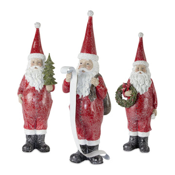 Melrose Santa Christmas Tabletop Figurines, Set of 3, Resin