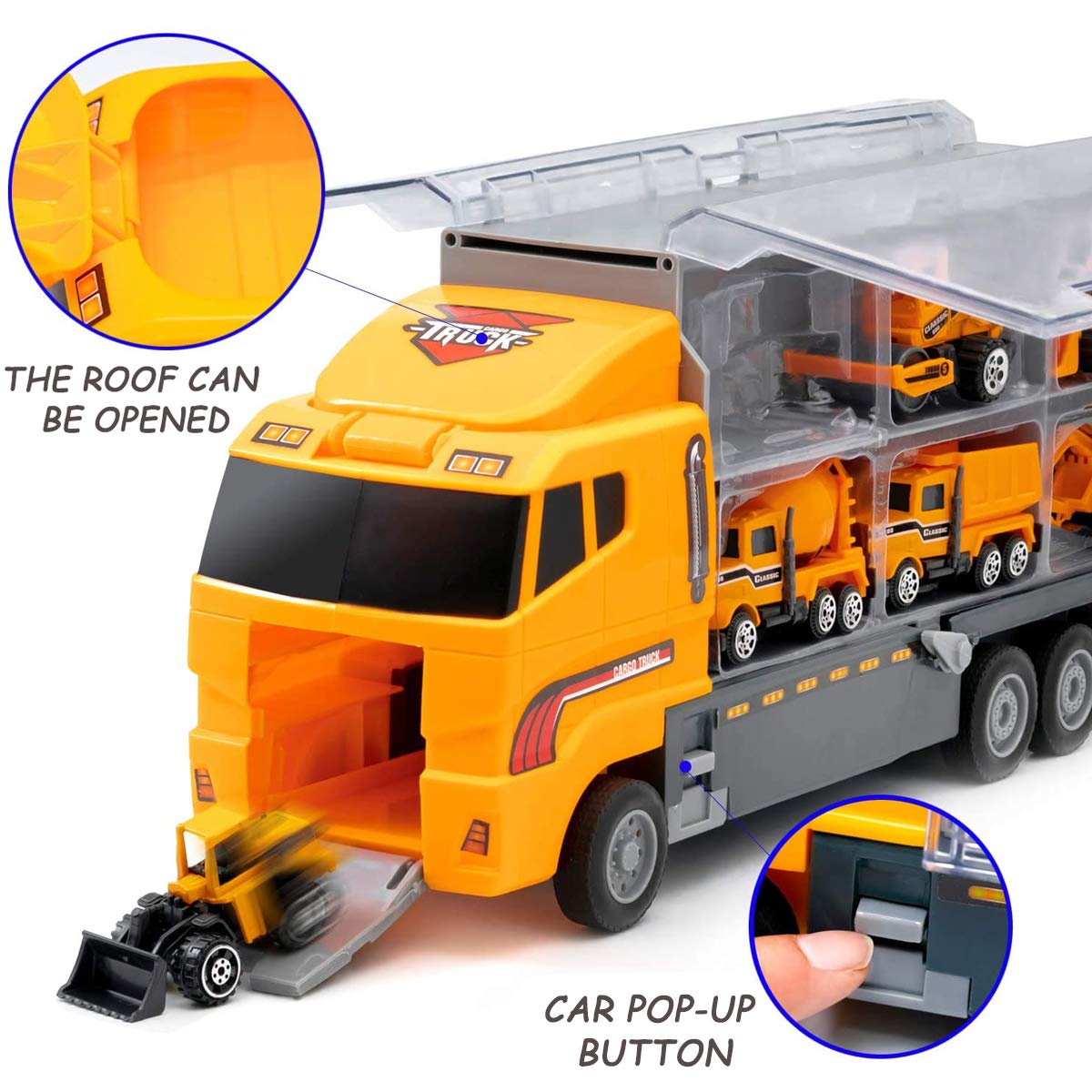 Joyfia Toys for Boys, 11 in 1 Engineering Die-cast Construction Car Toddler Toys, Excavator Dumper Bulldozer, Kids Transport Car