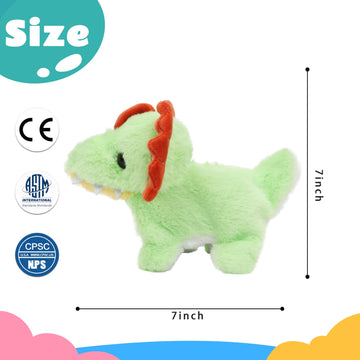 Cuteoy Walking Green Dinosaur Stuffed Animal Talking Wagging Nodding Educational Plush Triceratop Toy Electric Interactive Animated Plushies For Girls Boys Birthday