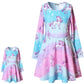 Unicorn Dresses For Girls & Doll 18 Inch Long Sleeve Fall Winter Dresses,Size 6 7