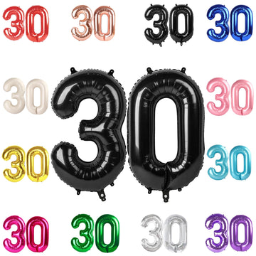 30 Balloon Number, Black Number 30Th Birthday Balloons 40 Inch, 30 Years Old Black Birthday Decorations For Men Women, 30Th Anni