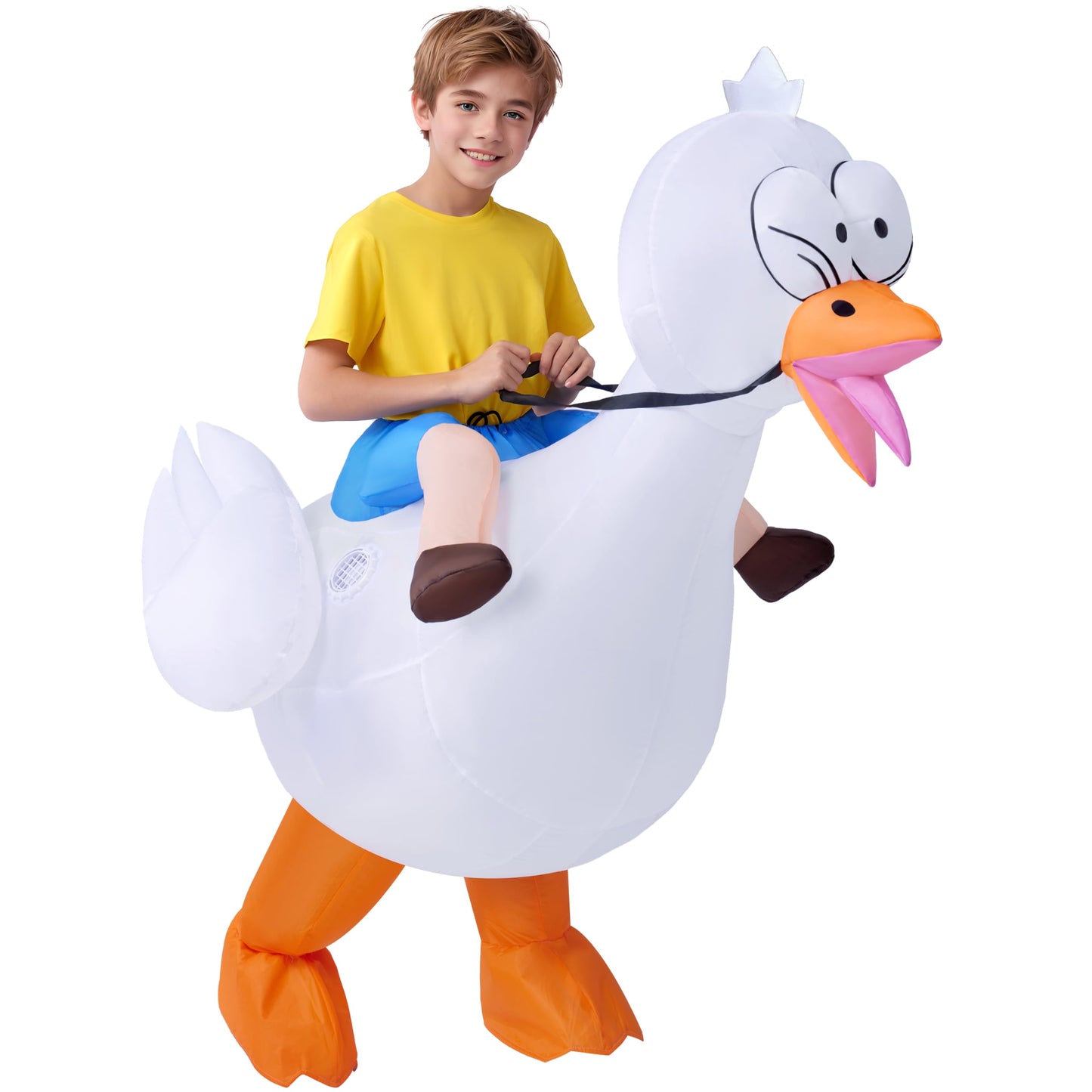 Spooktacular Creations Kids Halloween Inflatable Costume, Riding On A Goose Blow Up Costume Boys, White Goose Inflatable Suit For Halloween Costume Party Halloween Themed Parties