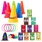 Hxezoc 36 Pack Carnival Games Set, 4 In 1 Soft Plastic Cones Cornhole Bean Bags Ring Can Toss Carnival Games Combo For Kids Adults Carnival Birthday Party School Field Indoor Outdoor Games Supplies