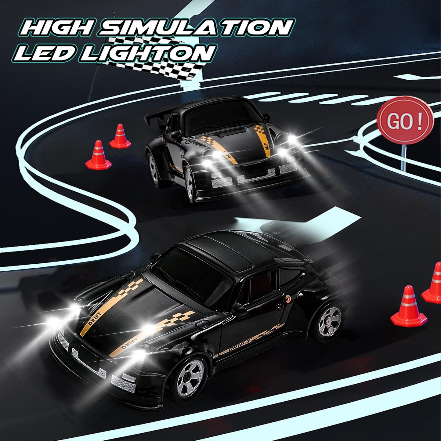 1/64 Scale Drift Rc Car,Mini Rc Sportscar 2.4Ghz Mini Racing Drift Racing Remote Contrl Car Model Toys Hobby Gift For Adults And