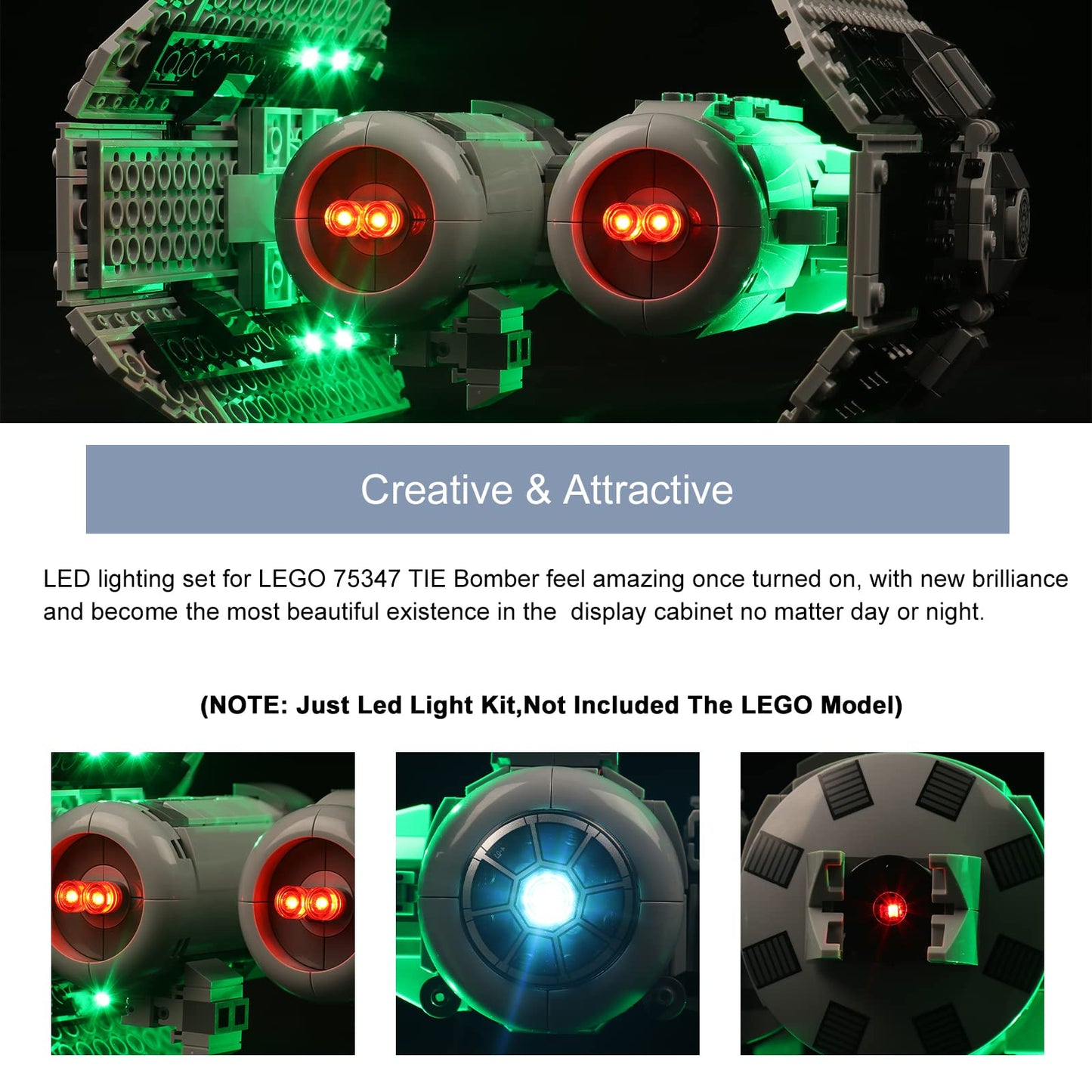 Brickbling Led Light Kit Compatible With Lego Tie Bomber 75347 Building Set (No Bricks), Creative Lights Compatible With Lego 75347