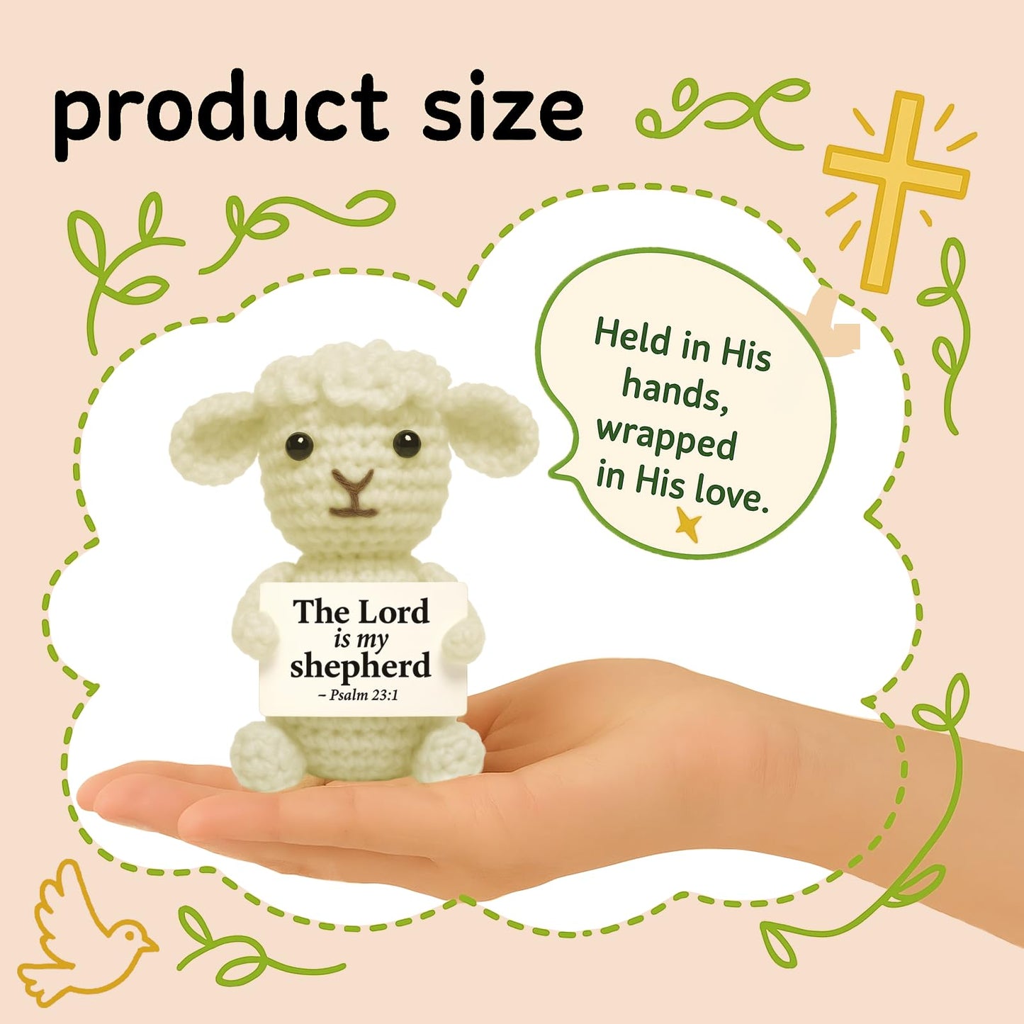 MAMAGIFTREE Crochet Little Sheep Plush Toy Birthday Gifts for Women,Christian Gifts, Baby Shower Baptism Gift Bible Verse Inspir