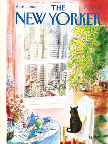 New York Puzzle Company 1000 Piece Jigsaw Puzzle - Cat's Eye View by Jean-Jacques Sempé, Black Linen, Model NPZNY1708