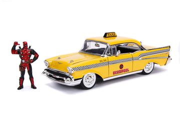 Jada Toys Hollywood Rides Diecast 1:24 Yellow Taxi With Deadpool Action Figure Truck For Kids Age 14 Years And Above