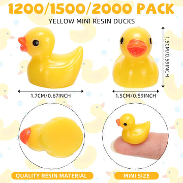 Barydat 1200 Pcs Mini Resin Ducks Bulk Yellow Tiny Duck For Hide And Seek Prank Cruises Party Mini Baby Ducks Miniature Garden Accessories Duck Figures For Dollhouse Landscape Aquarium Decor Gift
