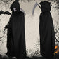 Kitimi Halloween Grim Reaper Costume Set  4 PCS Grim Reaper Hooded Cape with Skeleton Gloves  Grim Reaper Scythe
