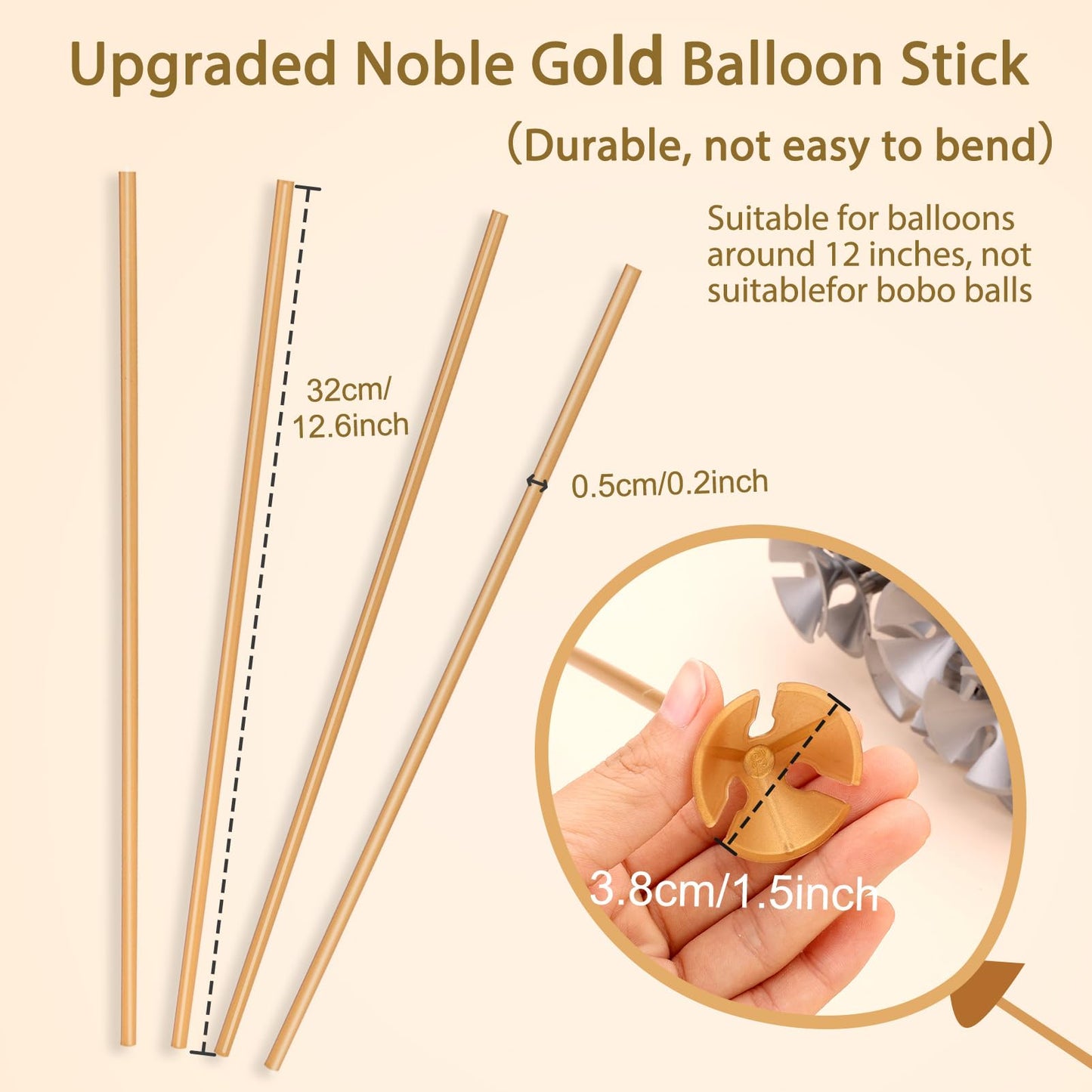 Pp Opount 35 Pcs Gold Balloon Sticks, Plastic, 12.6 Inches, Party Decoration, Centerpieces, Unisex