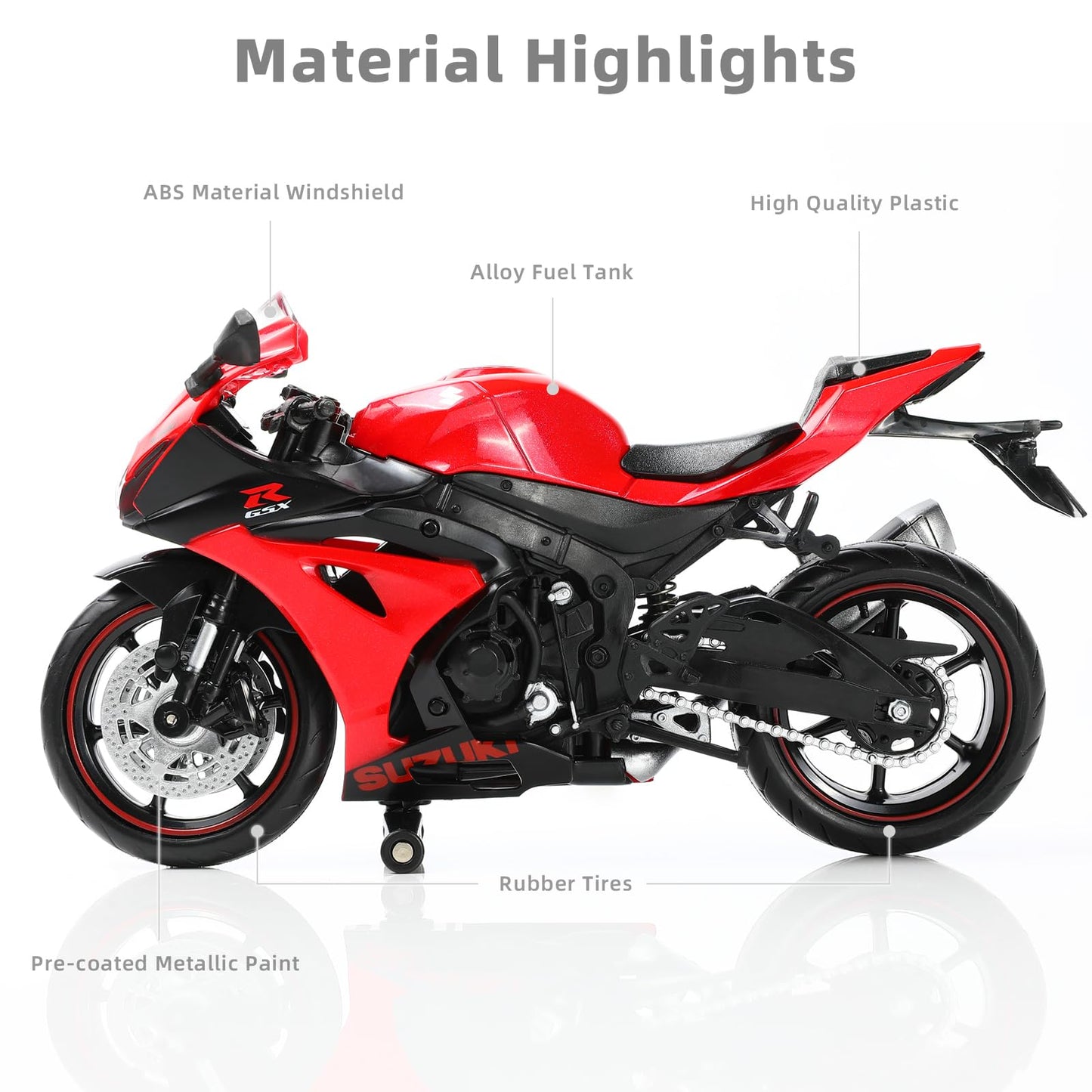 Risopen 1:12 Motorcycle Model For Suzuki Gsx R1000R Alloy Diecast Motorcycle Model Toy Mini Moto Gift(Red