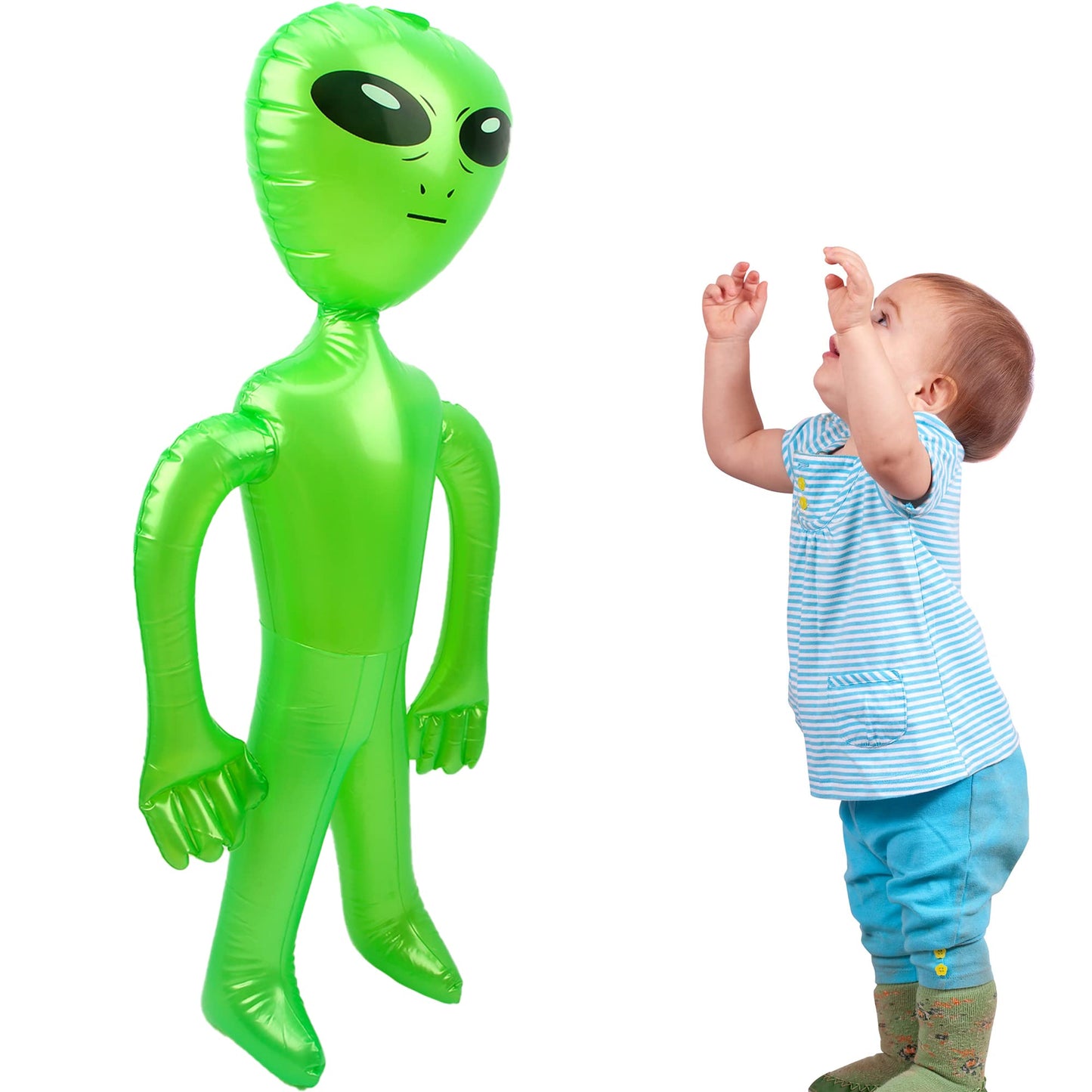 Cotiny 6 Pack Jumbo Inflatable Alien Inflatable Figures Inflate Alien Toys For Birthday Party Favors Alien Theme Halloween Party Decorations (Green)