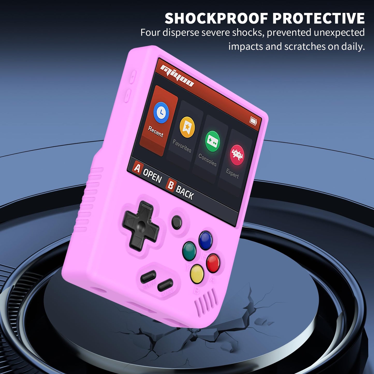 Miyoo Mini Plus Accessories, Soft [Anti-Slip] [Shock Proof] Customized Protective Case For Miyoo Mini Plus With Lanyard-Purple