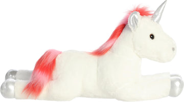 Aurora® Adorable Super Flopsie™ Velvet Swirls Unicorn™ Stuffed Animal - Playful Ease - Timeless Companions - White 27 Inches