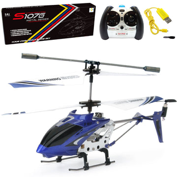 Cheerwing S107/S107G Phantom 3Ch 3.5 Channel Mini Rc Helicopter With Gyro Blue
