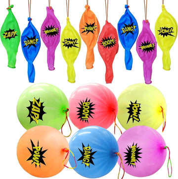 MAXDUCK 30Pack Hero Punch Balloons for Kids, Party Game Favor Supplies Decorations, Assorted Color Comic Hero Design Punch Ballo