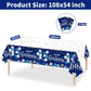 Duaiai Happy Birthday Decorations, 3 Pcs Navy Blue And Silver Birthday Tablecloth For Boys Girls Men Women, Plastic Disposable Rectangle Table Cover For Birthday Party Supplies- 54' X 108'