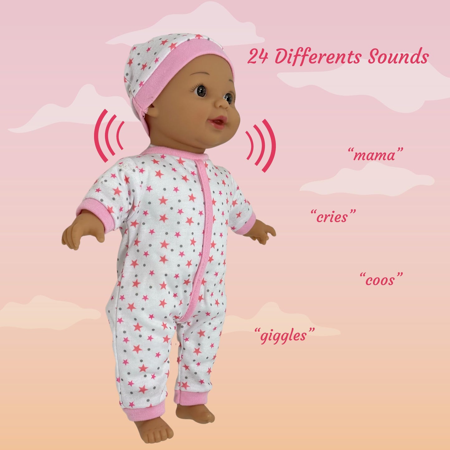 12 Inch Talking Baby Dolls For 3 Year Old Girls - Soft Body Interactive Baby Doll For Kids That Can Talk, Cry, Sing And Laugh - Makes 24 Cute Sounds