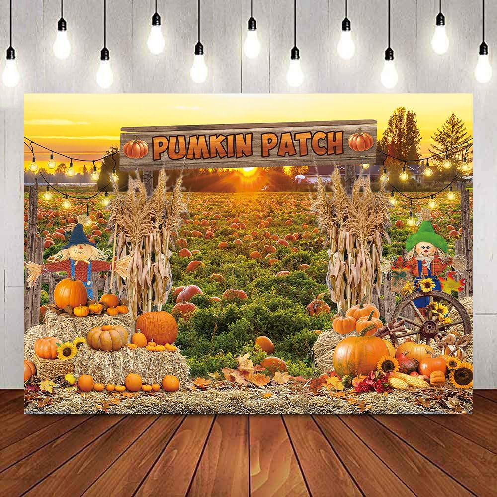 Fall Pumpkin Patch Backdrop Banner Autumn Pumpkin Harvest Photography Background Fall Halloween Autumn Thanksgiving Party Decora